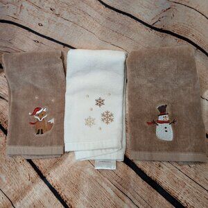 Festive Brown and White Hand Towels Set